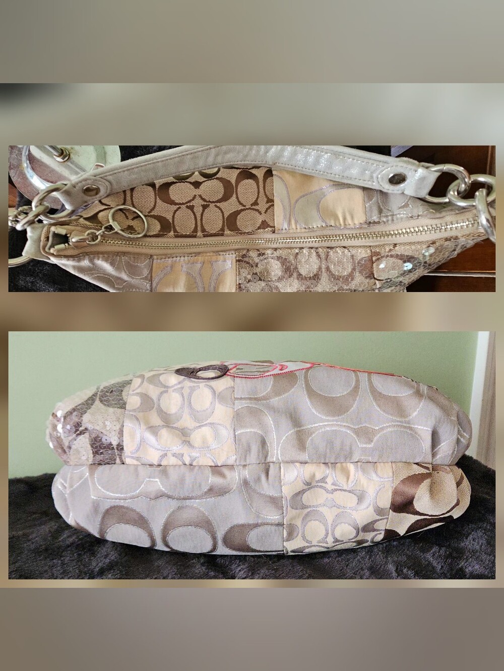 COACH RARE 2011 POPPY PATCHWORK SWING HOBO - Picture 5 of 10